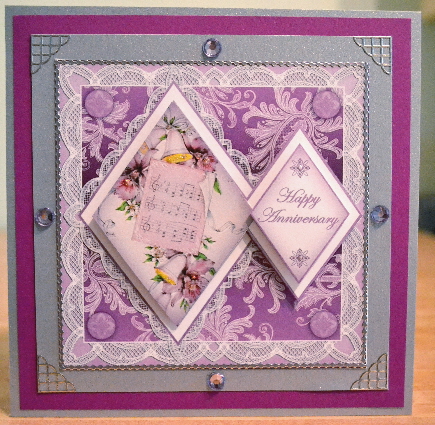 Lilac Music Happy Anniversary 7in Double Diamond Topper by Debbie Knechtel