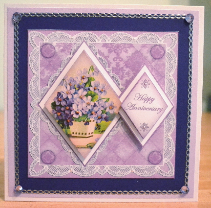 Lilac Flowers Happy Anniversary 7in Double Diamond Topper by Debbie Knechtel