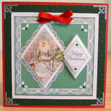 Winter Garden Happy Christmas 7in Double Diamond Topper by Debbie Knechtel