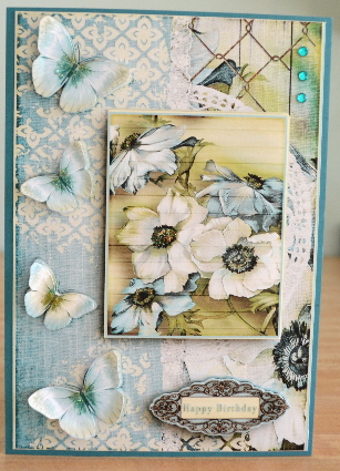 Cardtopper with Matching Envelope Anemone Blue 634 by Debbie Knechtel