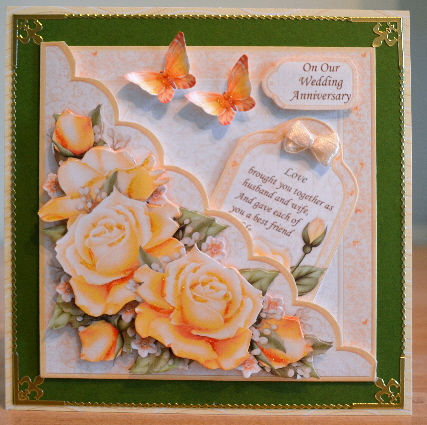 Square Scallop Pocket Golden Roses Mini Kit & Decoupage by Debbie Knechtel
