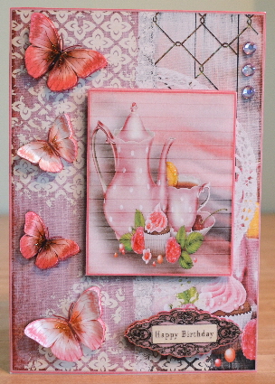 Cardtopper with Matching Envelope Tea Time Pink 653 by Debbie Knechtel