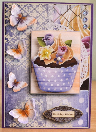 Cardtopper with Matching Envelope Cupcake Lilac 644 by Debbie Knechtel