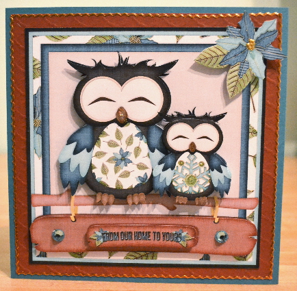 Hoo Hoo Christmas Cardtopper 705 Blue by Debbie Knechtel