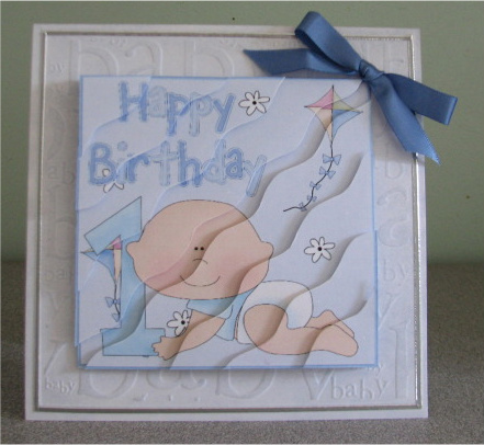 Baby Boy and Number 1 - Wavey Corner Stacker by Debbie Knechtel