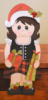 3D on the Shelf Card Kit - Little Christmas Scottish Lady by Debbie Knechtel