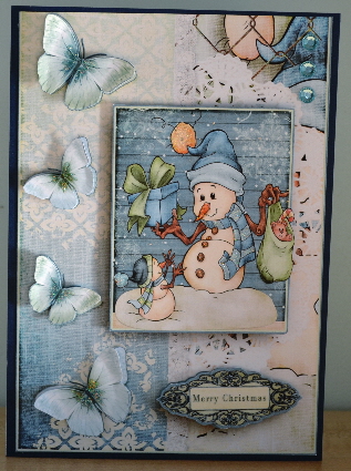 Cardtopper with Matching Envelope Snomans Love 719 by Debbie Knechtel