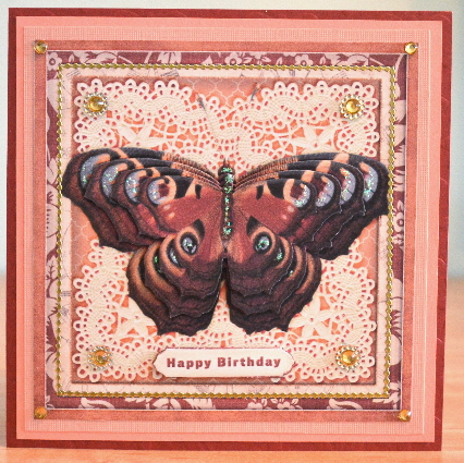 Cardtopper Large Butterfly Orange Red 488 by Debbie Knechtel