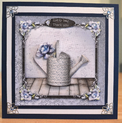 Blue Rose Watering Can by Debbie Knechtel