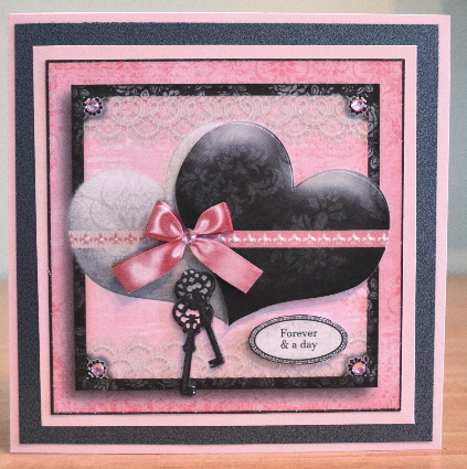 Happily Together Hearts Card Kit White Black Pink 750 by Debbie Knechtel