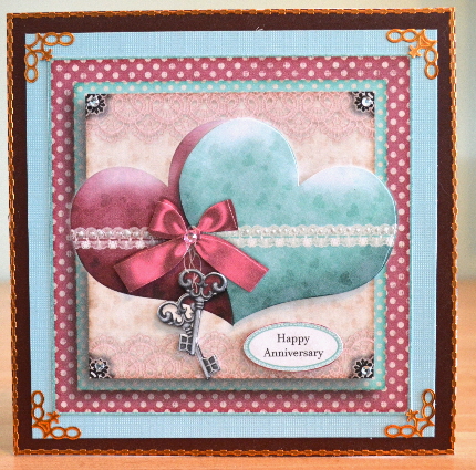 Happily Together Hearts Card Kit Soft Magenta Turqouise 753 by Debbie Knechtel