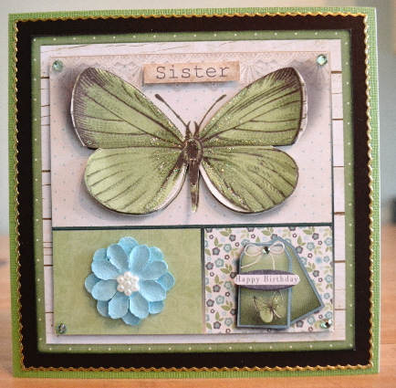 Cardtopper Butterly Themed Green 783 by Debbie Knechtel