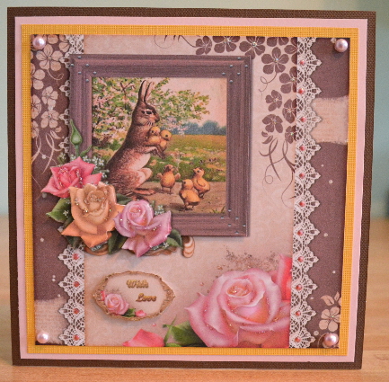 Cardtopper Cute Easter Card with Roses 797 by Debbie Knechtel
