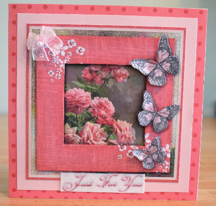 Cardtopper Framed Flowers Red Roses 344 by Debbie Knechtel