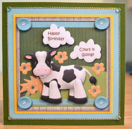 Birthday Boy Cute Cow by Debbie Knechtel