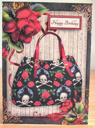 Beautiful Black & Red Roses Handbag by Debbie Knechtel