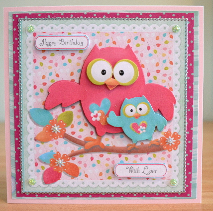 Pink & Blue Owl Family 8x8 Mini Kit by Debbie Knechtel