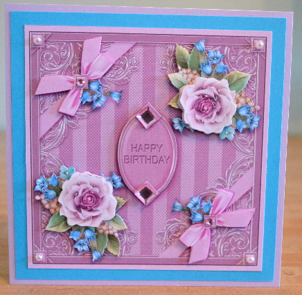Lilac Roses with Metallic Corners 8x8 Decoupage Mini Kit by Debbie Knechtel