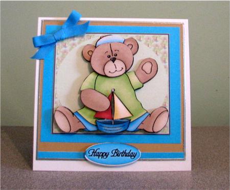 Teddy Bear with Boat Topper by Debbie Knechtel