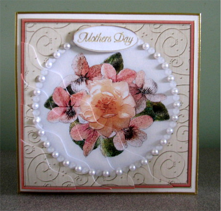Flowers & Pearls Quick Card with Corner Wavy Side Stacker by Debbie Knechtel