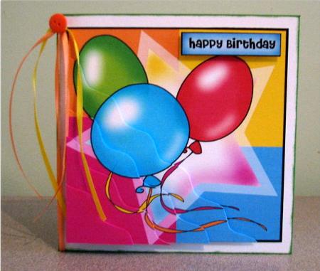 Party Balloons!! Quick Card with Wavy Corner Side Stacker Pyramage by Debbie Knechtel