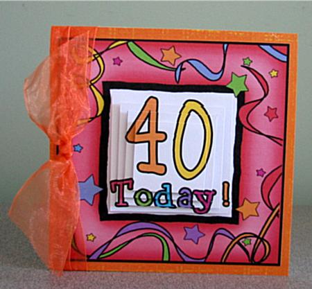 40th Birthday Quick Card with Pyramage by Debbie Knechtel