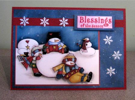 Snowmen Making Friends Christmas Decoupage by Debbie Knechtel