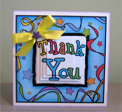 Thank You Quick Card with Pyramage by Debbie Knechtel