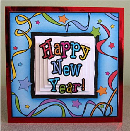 Happy New Year Quick Card with Pyramage by Debbie Knechtel
