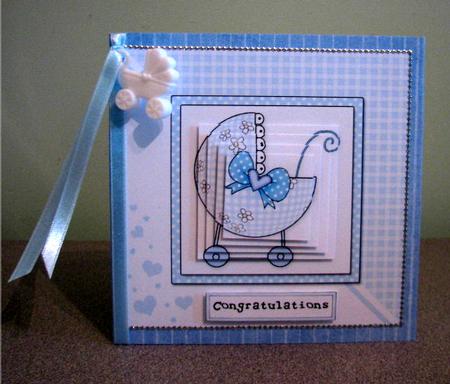 New Baby Boy Quick Card with Pyramage by Debbie Knechtel