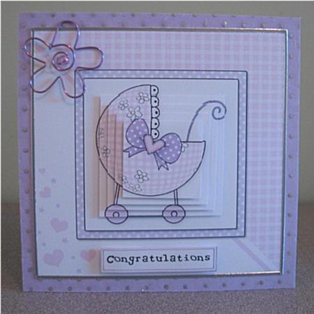 New Baby Girl Quick Card with Pyramage by Debbie Knechtel