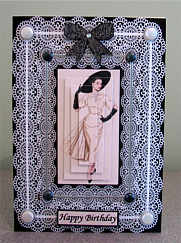 Lady and Lace Card Front with Pyramid 1 by Debbie Knechtel