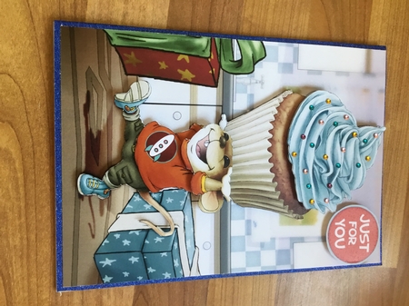 Mr Cup Cake Mouse (Blue) by DEBBIE LEIGHTON