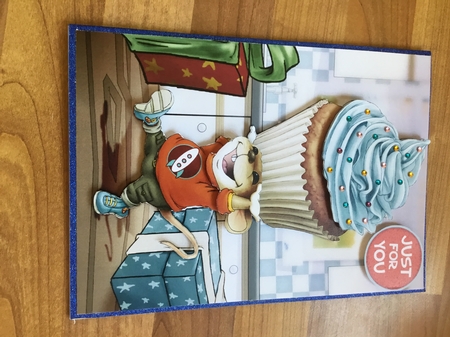 Mr Cup Cake Mouse (Blue) by DEBBIE LEIGHTON