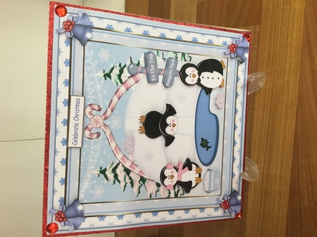 Penguins Celebrate Christmas Decoupage Topper by DEBBIE LEIGHTON