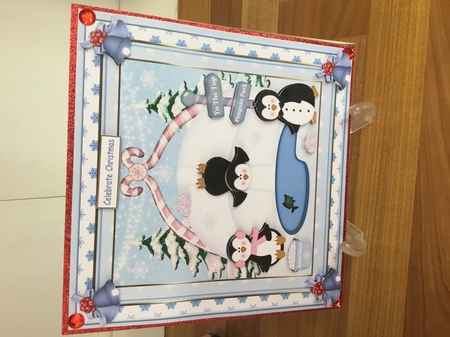 Penguins Celebrate Christmas approx; 8x8ins Insert 2 by DEBBIE LEIGHTON