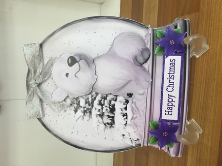 Cute polar bear in snow globe with tree (lilac) 8x8 Mini Kit by DEBBIE LEIGHTON