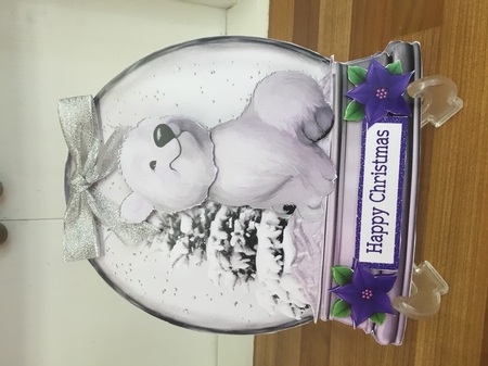Cute polar bear in snow globe with tree (lilac) 8x8 Mini Kit by DEBBIE LEIGHTON