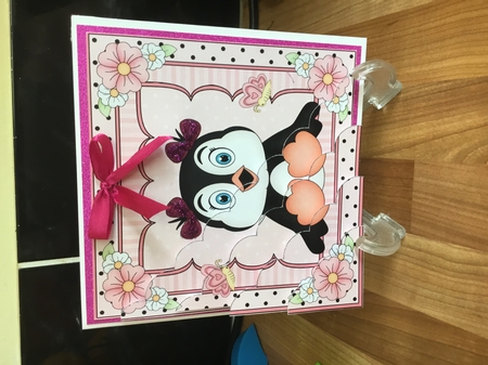 Cute Little Penguin Scalloped Corner Stacker by DEBBIE LEIGHTON