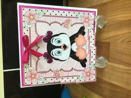 Cute Little Penguin Scalloped Corner Stacker by DEBBIE LEIGHTON