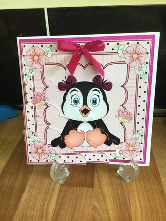 Cute Little Penguin square landscape insert by DEBBIE LEIGHTON
