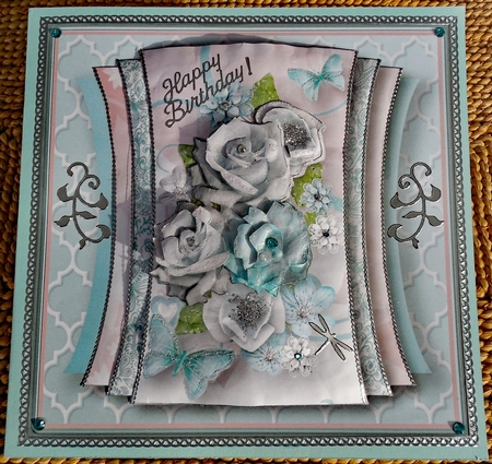 Aqua Bouquet - Curved Layers Card Mini Kit by Debbie Roslinsky