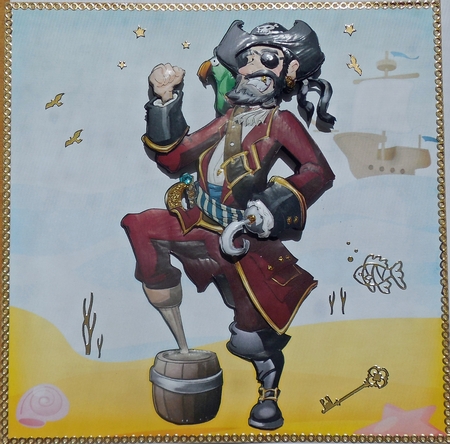 Pirate Dude Red 8x8 Insert by Debbie Roslinsky