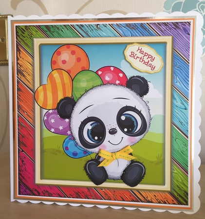 Cute Panda With Multicoloured Balloons 8x8 Featured Gallery Photo