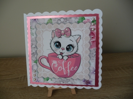 You are the cream to my coffee Cat (Coffee Humour) 8x8 by Debbie Whyte