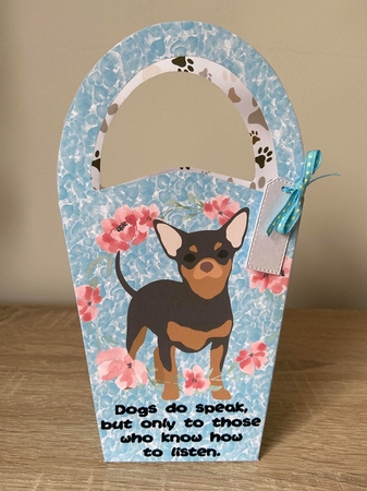 LARGE ROUND TOP GIFT BAG - DOGS DO SPEAK 1 by Debbie Whyte