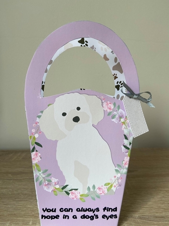LARGE ROUND TOP GIFT BAG - DOGS EYES 1 by Debbie Whyte