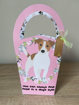 LARGE ROUND TOP GIFT BAG - DOGS EYES 2 by Debbie Whyte