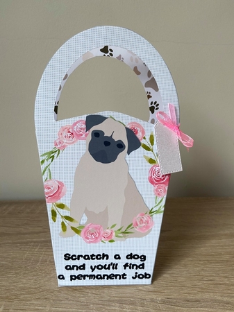 LARGE ROUND TOP GIFT BAG - SCRATCH A DOG 1 by Debbie Whyte
