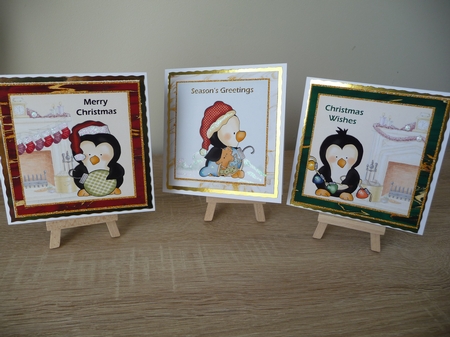 Christmas Penguins Mini Cards 1 by Debbie Whyte